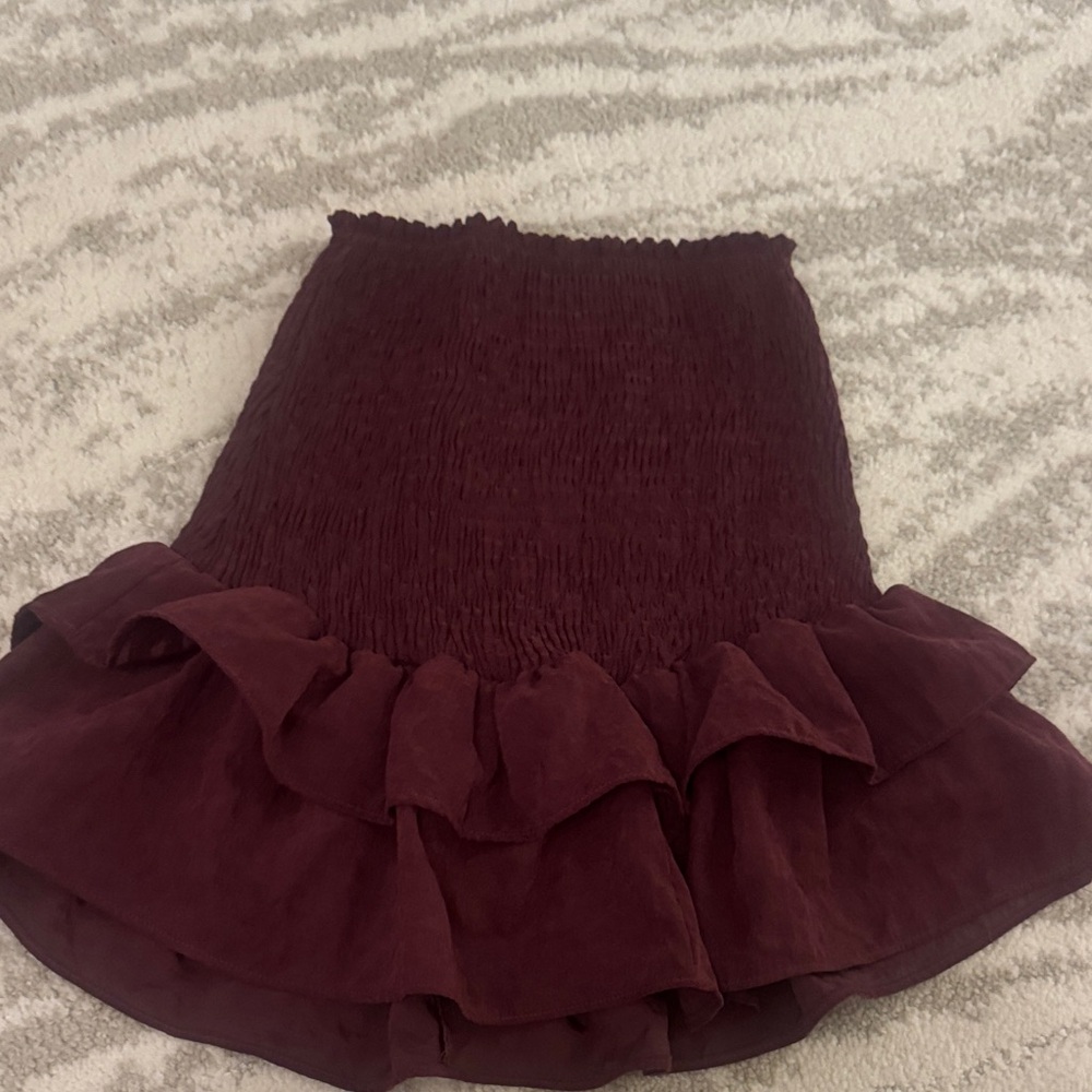 SHEIN Burgundy Mini Skirt with Ruffle Hem